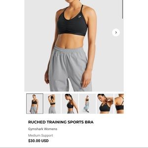 Black ruched sports bra from Gymshark